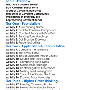 Covalent Bonds Worksheet Activity Booklet