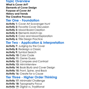 Cover Art Design Worksheet Activity Booklet