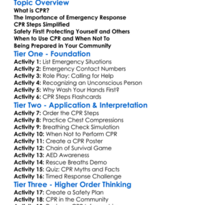 Cpr And Emergency Response Worksheet Activity Booklet