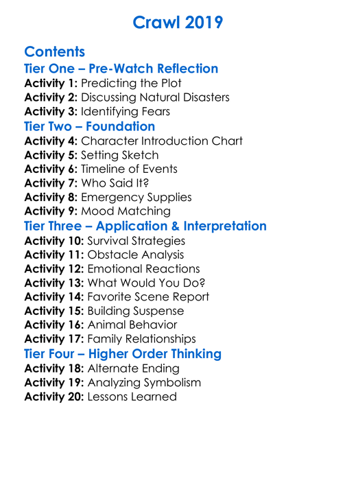 Crawl 2019 Worksheet Activity Booklet