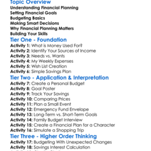 Creating A Financial Plan Worksheet Activity Booklet