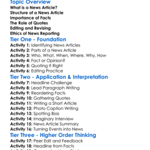 Creating A News Article Worksheet Activity Booklet