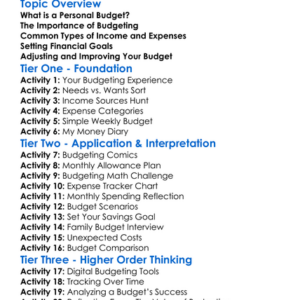 Creating A Personal Budget Worksheet Activity Booklet