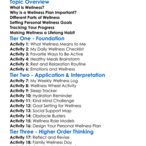 Creating A Personal Wellness Plan Worksheet Activity Booklet