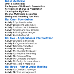 Creating Multimedia Presentations Worksheet Activity Booklet