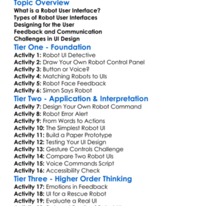 Creating User Interfaces For Robots Worksheet Activity Booklet
