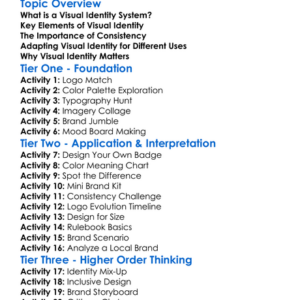 Creating Visual Identity Systems Worksheet Activity Booklet