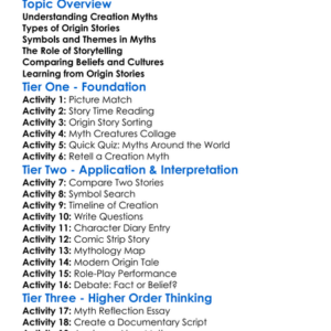 Creation Myths And Origin Stories Worksheet Activity Booklet