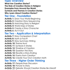 Creation Stories Across Religions Worksheet Activity Booklet