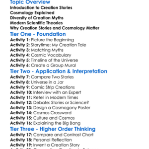 Creation Stories And Cosmology Worksheet Activity Booklet
