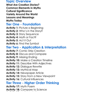 Creation Stories And Myths Worksheet Activity Booklet