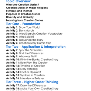 Creation Stories In Different Religions Worksheet Activity Booklet