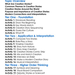Creation Stories Worksheet Activity Booklet