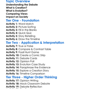 Creation Vs Evolution Debates Worksheet Activity Booklet