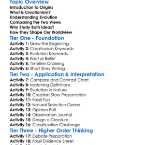 Creationism And Evolution Worksheet Activity Booklet