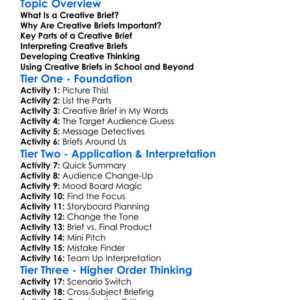 Creative Brief Interpretation Worksheet Activity Booklet