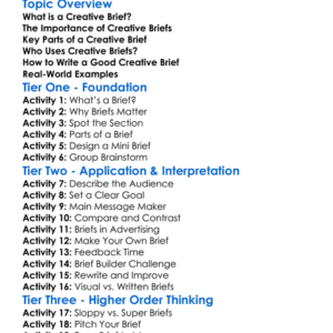 Creative Briefs Worksheet Activity Booklet
