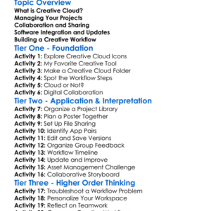 Creative Cloud Workflow Worksheet Activity Booklet