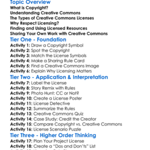 Creative Commons And Licensing Worksheet Activity Booklet