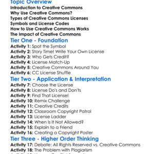 Creative Commons Licensing Worksheet Activity Booklet