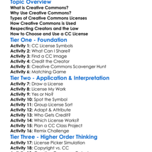 Creative Commons Worksheet Activity Booklet