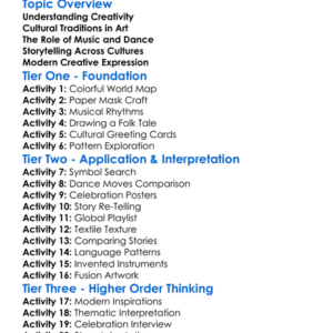 Creative Expression Across Cultures Worksheet Activity Booklet