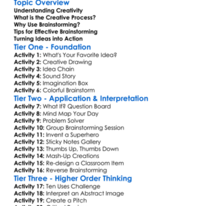 Creative Process And Brainstorming Worksheet Activity Booklet