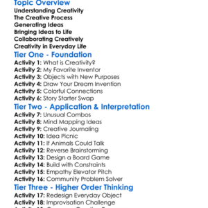 Creative Process And Ideation Worksheet Activity Booklet