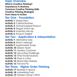 Creative Thinking In Business Worksheet Activity Booklet