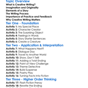 Creative Writing Basics Worksheet Activity Booklet