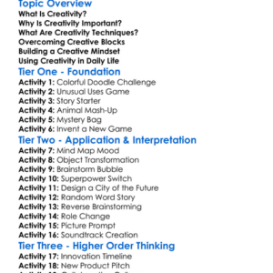 Creativity Techniques Worksheet Activity Booklet
