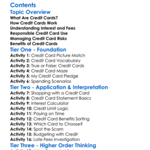 Credit Cards Usage And Management Worksheet Activity Booklet