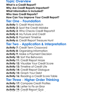 Credit Reports Worksheet Activity Booklet