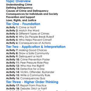 Crime And Delinquency Worksheet Activity Booklet