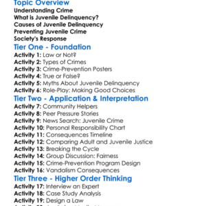 Crime And Juvenile Delinquency Worksheet Activity Booklet