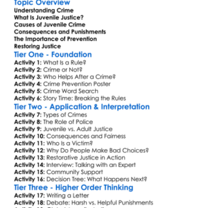 Crime And Juvenile Justice Worksheet Activity Booklet