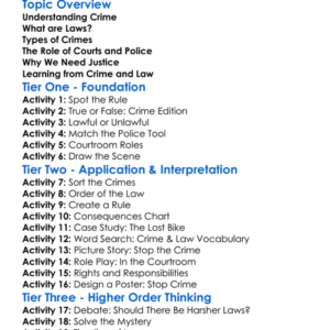 Crime And Law Worksheet Activity Booklet
