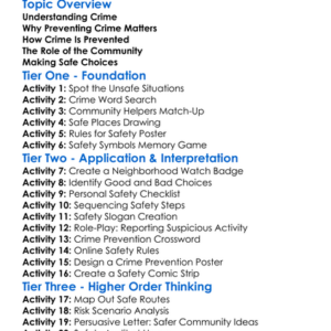 Crime Prevention Worksheet Activity Booklet