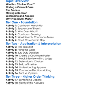 Criminal Court Procedures Worksheet Activity Booklet