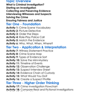 Criminal Investigation Process Worksheet Activity Booklet