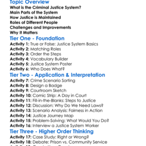 Criminal Justice System Worksheet Activity Booklet