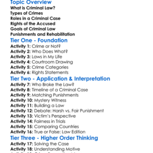 Criminal Law Fundamentals Worksheet Activity Booklet