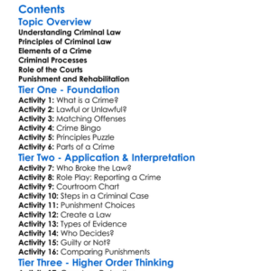Criminal Law Principles And Processes Worksheet Activity Booklet