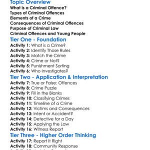Criminal Offences Worksheet Activity Booklet
