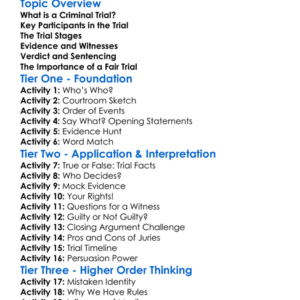 Criminal Trial Process Worksheet Activity Booklet