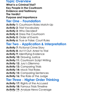 Criminal Trials Worksheet Activity Booklet