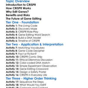 Crispr And Gene Editing Worksheet Activity Booklet