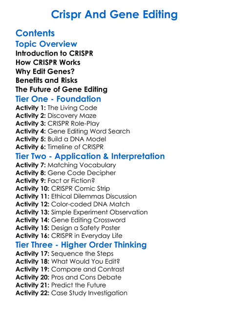 Crispr And Gene Editing Worksheet Activity Booklet
