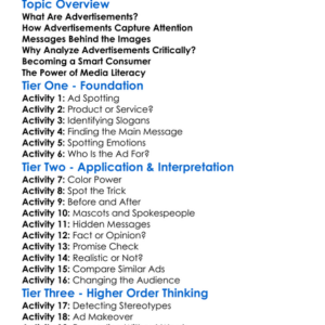 Critical Analysis Of Advertisements Worksheet Activity Booklet