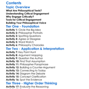 Critical Engagement With Philosophical Texts Worksheet Activity Booklet